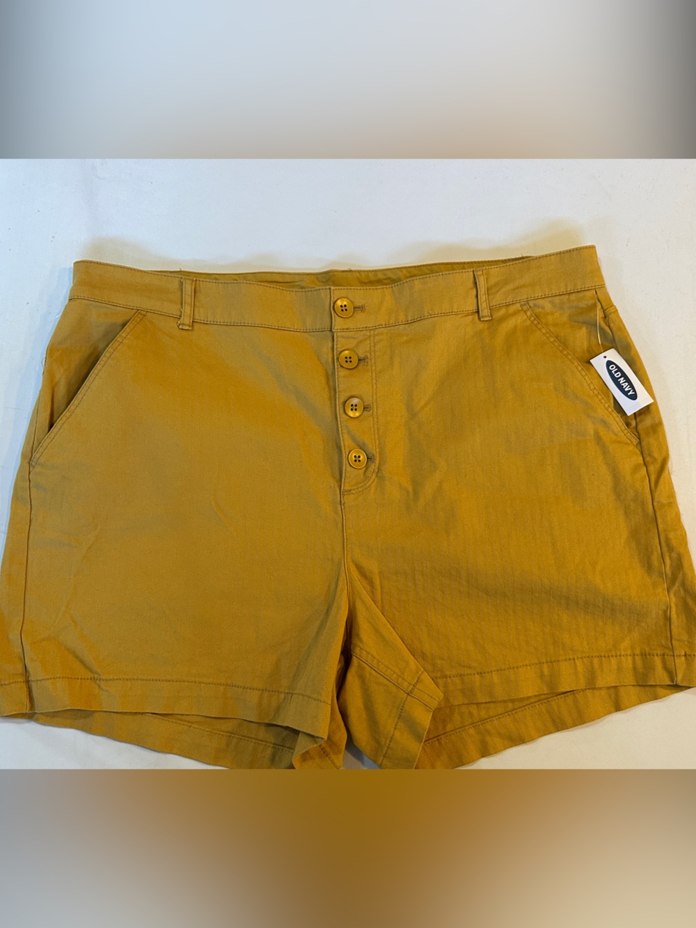 Mustard Button-Front Shorts